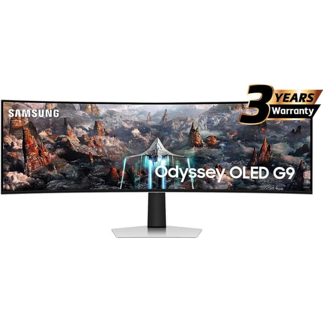 Samsung Odyssey OLED G9 (CG93) 49″ DQHD Curved Gaming Monitor w/ Neo Quantum Processor Pro, (QD OLED), 240Hz, 0.03ms(GTG), HDR10+, 10bit, 1B Colors, FreeSync Premium Pro, w/ Core Sync, Speakers & Ergonomic Stand