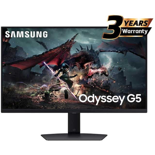 Samsung Odyssey G5 2024 (DG502), 27″ Flat Monitor IPS 2K (2560 x 1440) 180Hz 1ms(GTG), DisplayHDR 400, 99% sRGB, 8 Bit, AMD FreeSync w/ Ergonomic Stand