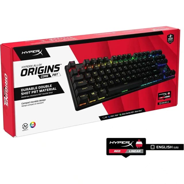 HyperX Alloy Origins Core PBT Mechanical PBT Keycaps RGB Body Aluminum HyperX Linear Red Switch