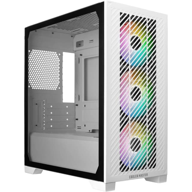 COOLER MASTER Elite 301 White Micro-ATX Mini Tower Case with Tempered Glass, 3x 120mm ARGB Fans & USB Type-C