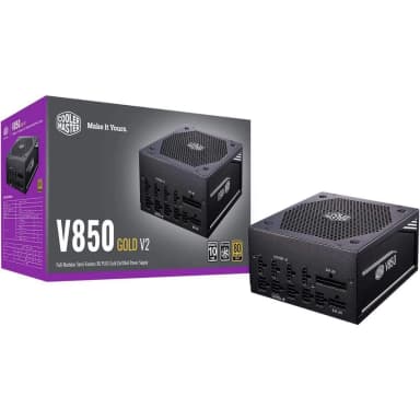 Cooler Master V850 Gold V2 Full Modular Power Supply, 850W, 80+ Gold Efficiency, Semi-fanless Operation, 16AWG PCIe high-Efficiency Cables – Black
