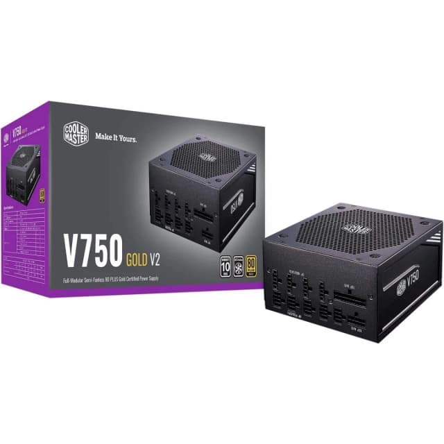 Cooler Master V750 Gold V2 Full Modular Power Supply, 750W, 80+ Gold Efficiency, Semi-fanless Operation