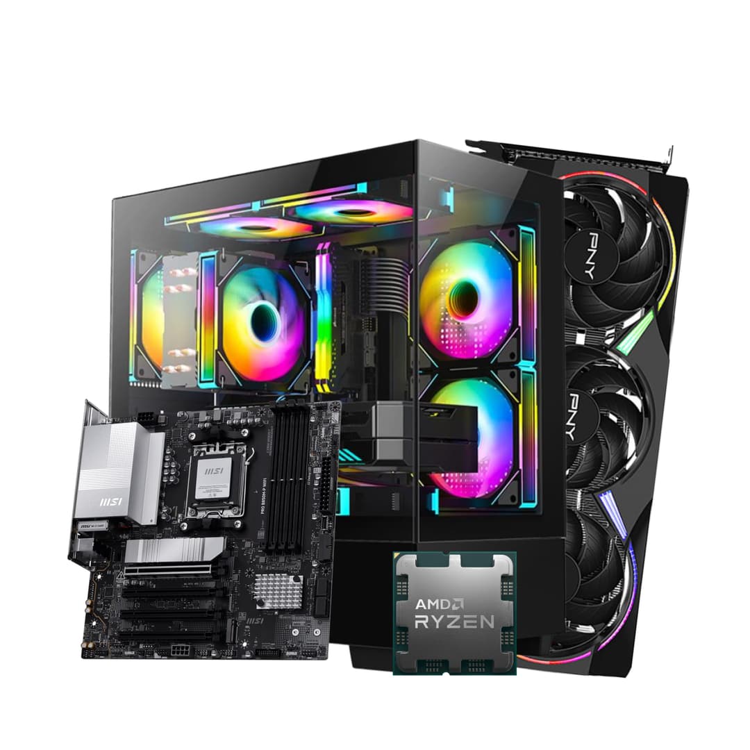 AMD Ryzen7 7700 RTX 5060 Ti 8GB PNY OC Gaming PC | 16GB DDR5 6000 | 1TB NVMe