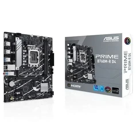 B760 ASUS PRIME B760M-R D4 Micro-ATX Motherboard – LGA1700, Intel 13th & 12th Gen Support, DDR4, PCIe 4.0, Dual M.2, USB 3.2