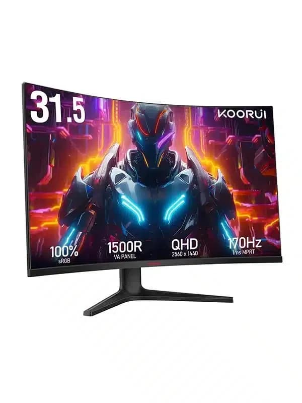 KOORUI 32 INCH CURVED GAMING MONITOR - QHD (2560 X 1440) 2K DISPLAY, 170HZ 144HZ MONITOR 1500R CURVATURE