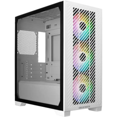 COOLER MASTER Elite 301 White Micro-ATX Mini Tower Case with Tempered Glass, 3x 120mm ARGB Fans & USB Type-C