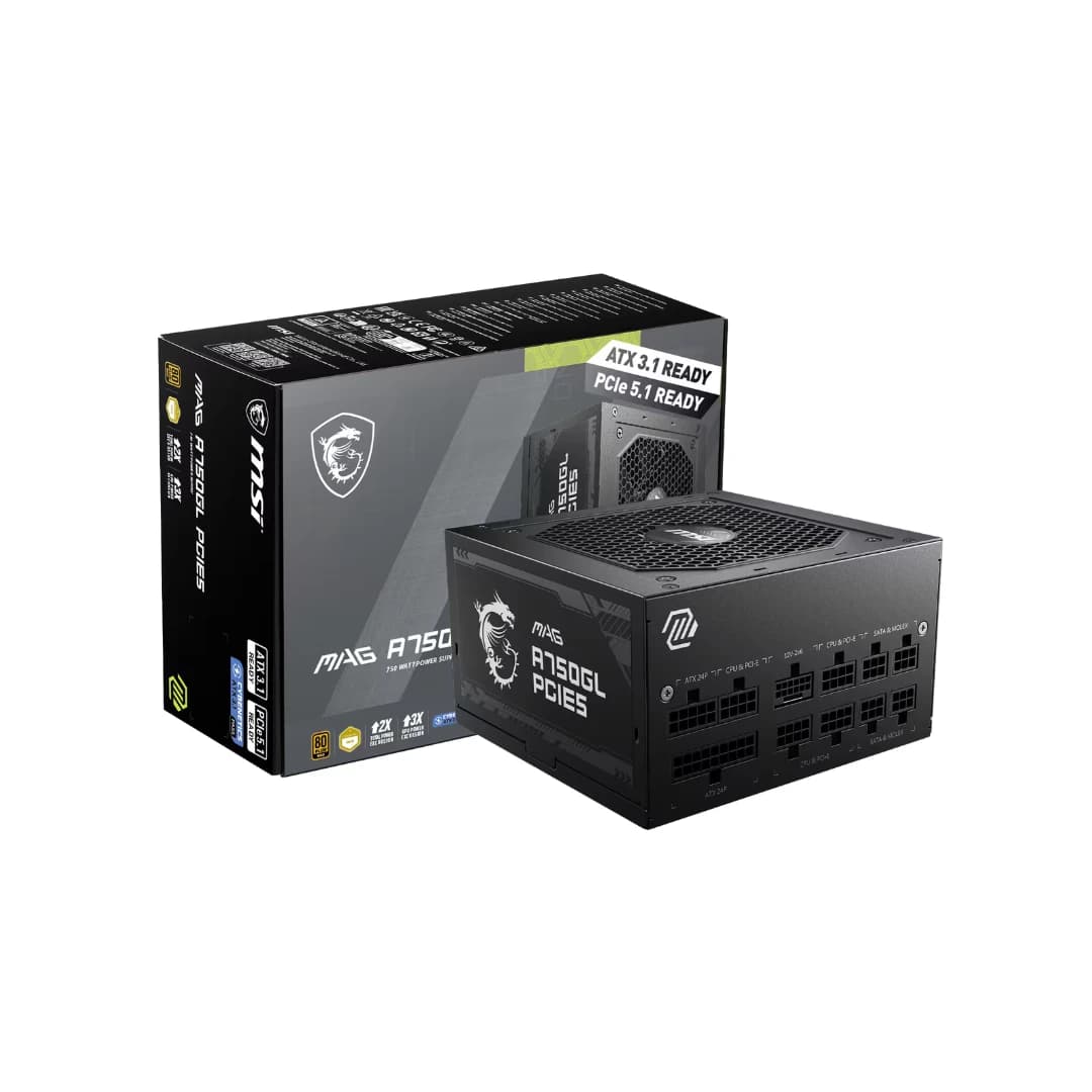 MSI MAG A750GL PCIE5 750W 80 PLUS Gold Fully Modular ATX Power Supply