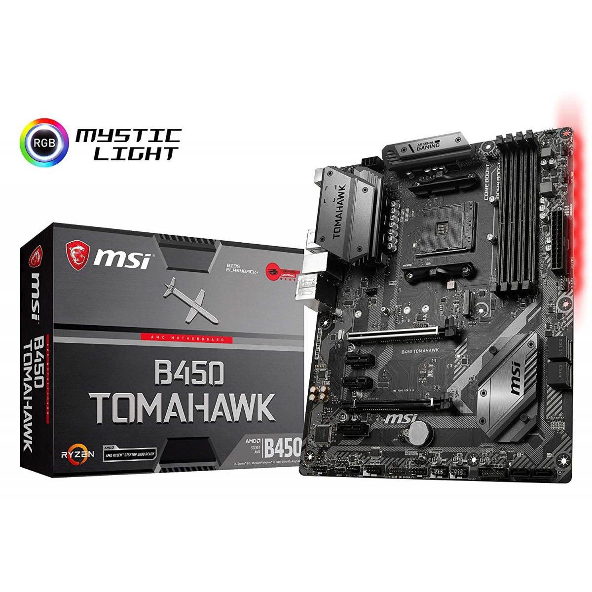 MSI B450 TOMAHAWK AMD B450 M.2 ATX Motherboard - White Angel