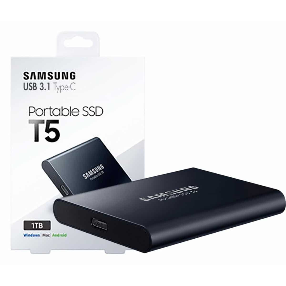 dør spejl fortov skrige Samsung 1TB T5 USB 3.1 Type C Gen 2 Portable External SSD - Black - White  Angel