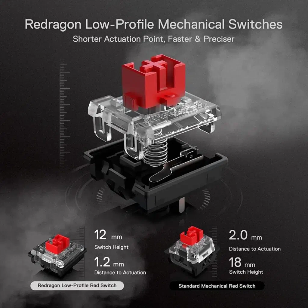 Redragon K622 Horus TKL RGB Mechanical Wired w/Low Profile Keycaps