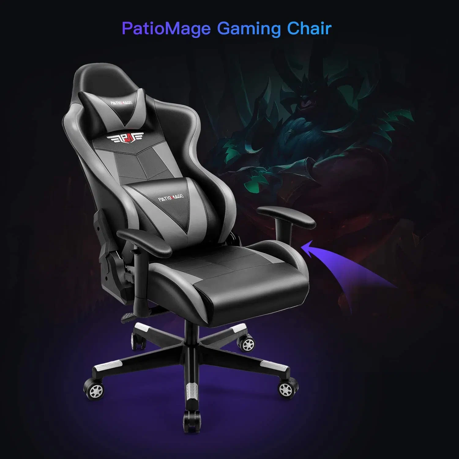 PATIOMAGE GAMING CHAIR ( GREY / RED ) White Angel