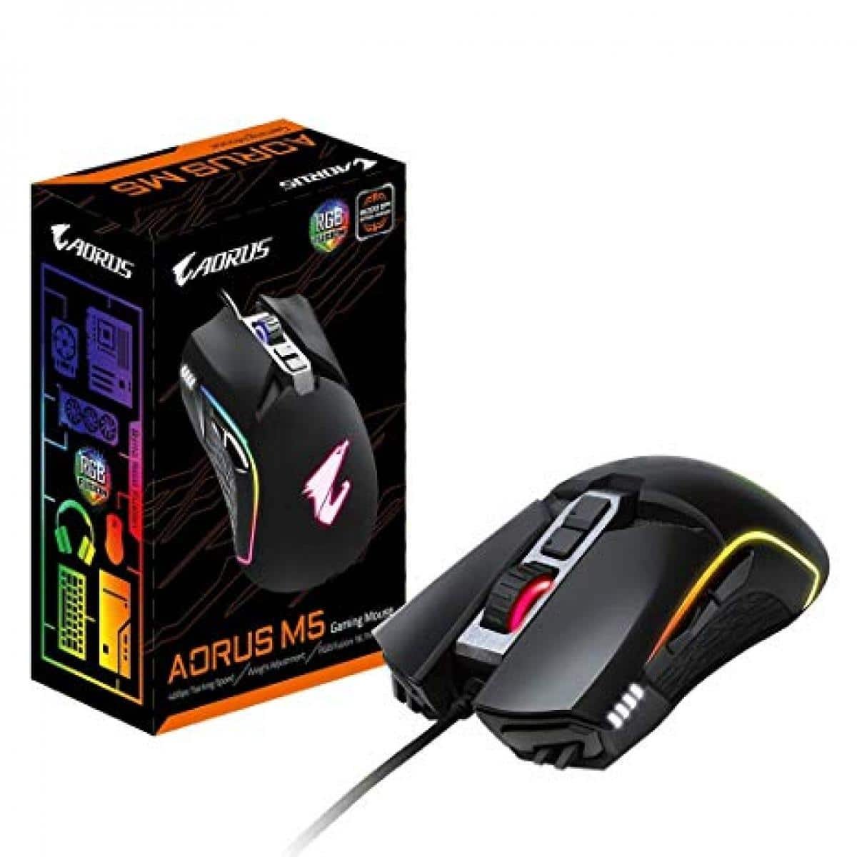 Gigabyte Aorus M5 Rgb 16000 Dpi 16.7m Customizable Lighting Gaming Mouse |  Accessories |  Mouse