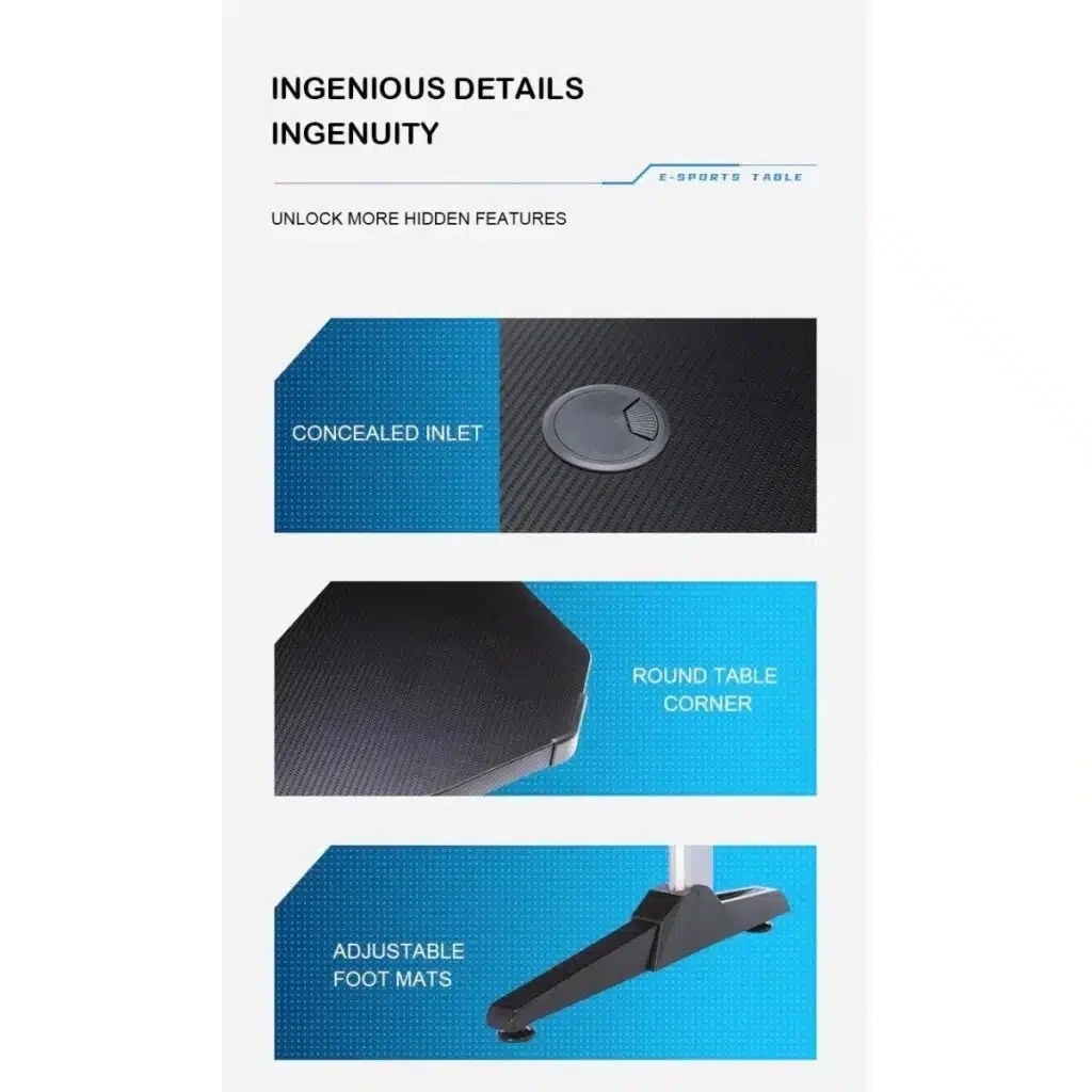 DOWINX RGB GAMING DESK, CARBON FIBER TEXTURE, HIGHSTRENGTH ALUMINUM