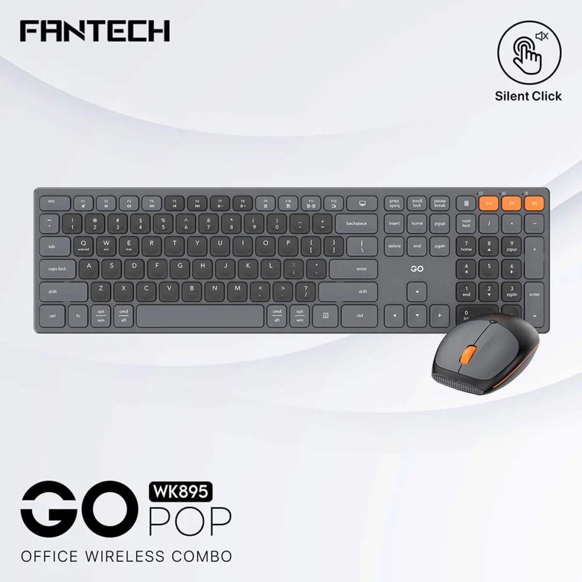 Fantech Go Pop Wk895 Kit Office Combo 2in1 Wireless Dual Mode (2.4ghz & Bt), Silent Switches &# |  Accessories |  Keyboard