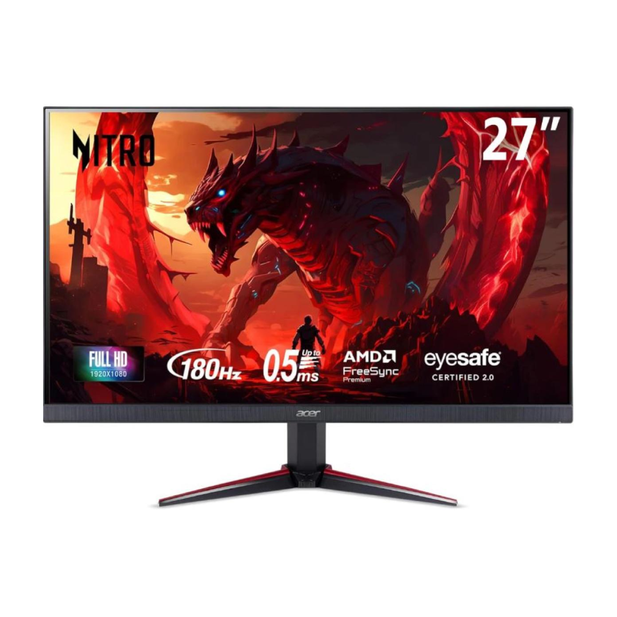 Acer Nitro VG270Y Gaming Monitor 27″ IPS FHD 180Hz 0.5ms HDR10 Features 16.7 Million Colours Depth 6-bit Colour 250 cd/m² 99% sRGB | Display & Monitors