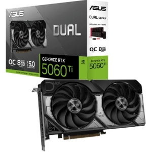 ASUS Dual GeForce RTX 5060 Ti 8GB GDDR7 - OC Edition 128-Bit Memory, 2602 MHz Boost Clock, 28 Gbps Memory Speed, 4608 CUDA Cores