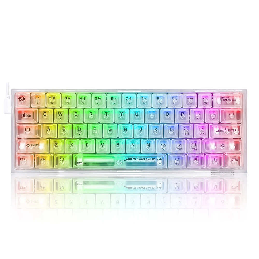 Redragon K617 CT Mechanical Gaming Keyboard – Transparent 60% RGB Keyboard with 61 Keys and Custom Linear Switches