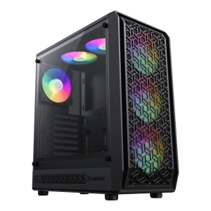 GameMax Forge AB Premium Mid Tower ATX PC Case with 6 ARGB Fans, Tempered Glass, and USB Type-C