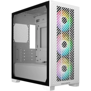 COOLER MASTER Elite 301 White Micro-ATX Mini Tower Case with Tempered Glass, 3x 120mm ARGB Fans & USB Type-C