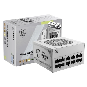 MSI MAG A850GL PCIE5 WHITE Full Modular 80 Plus Gold 850W ATX Power Supply