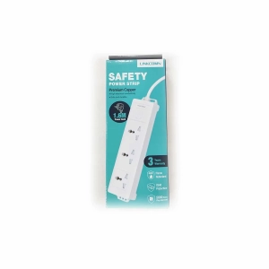 LINKCOMN LC-PS301 1.5m EU Power Strip – 3 Universal Outlets with Master Switch