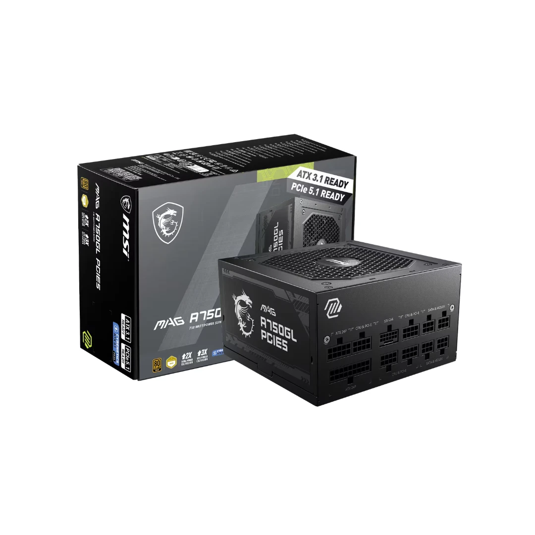 MSI MAG A750GL PCIE5 Full Modular 80 Plus Gold 750W ATX Power Supply | Power Supply