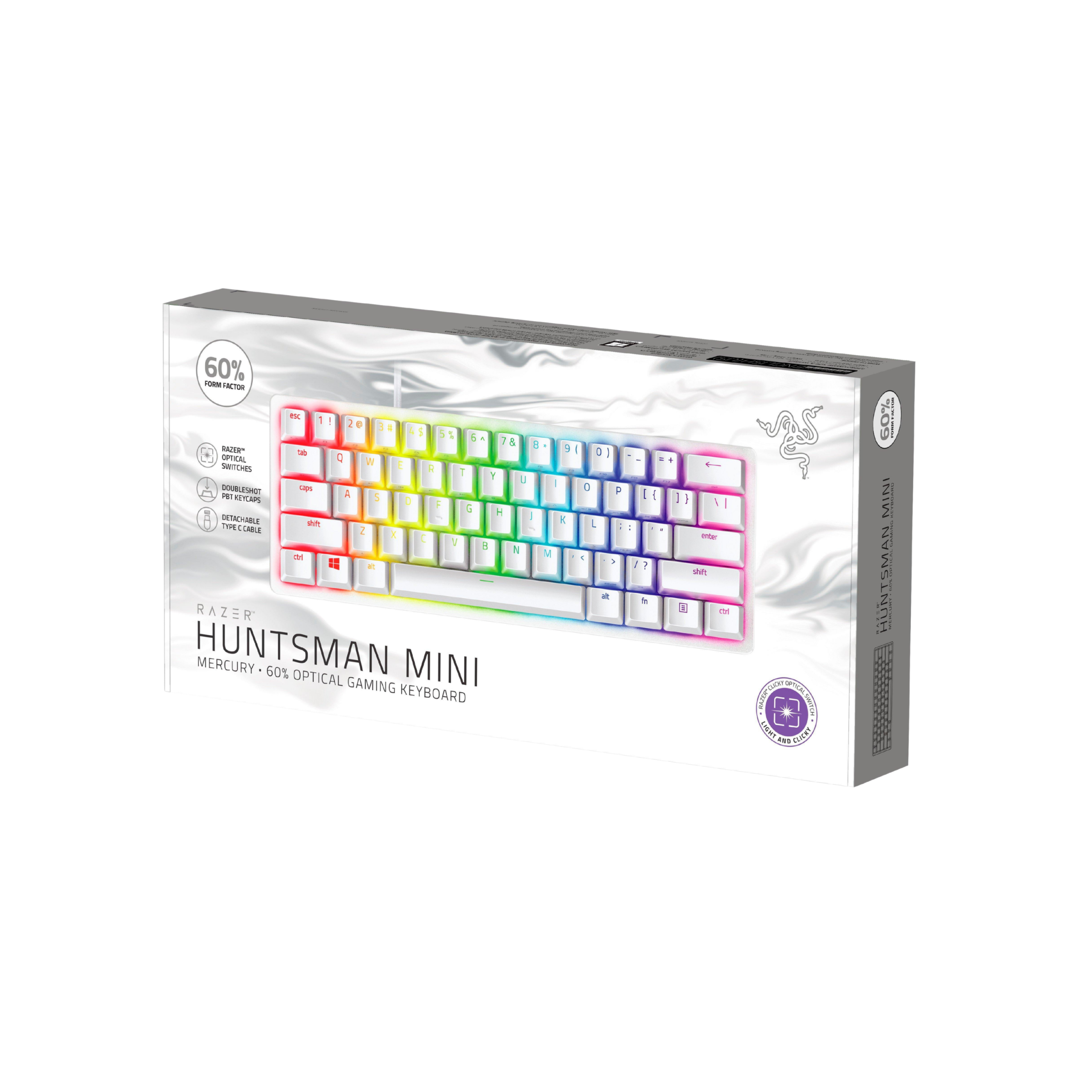 Razer Huntsman Mini 60% Gaming Keyboard RGB White – Purple Switches